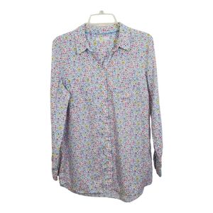 Boden The Linen Shirt Floral Print Size 8 Long Colorful Boho Lightweight